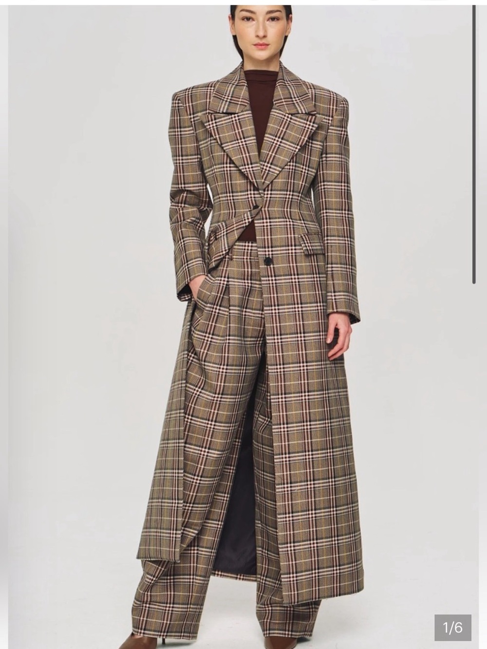 Ronny Kobo Collection Plaid Sandrine structured trench Coat S $895 NEW